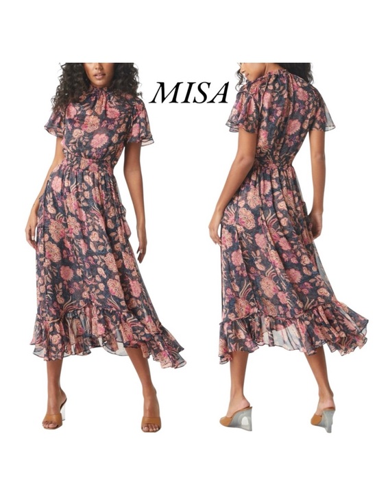 Misa Los Angeles Dresses & Skirts - Misa Los Angeles Floral Ruffle Midi Dress